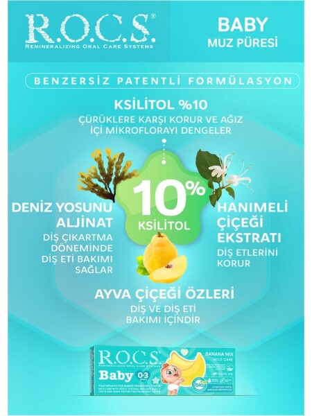 R.O.C.S. Baby Diş Macunu Muz Püresi Tadında 0-3 Yaş 45 Gr - 5