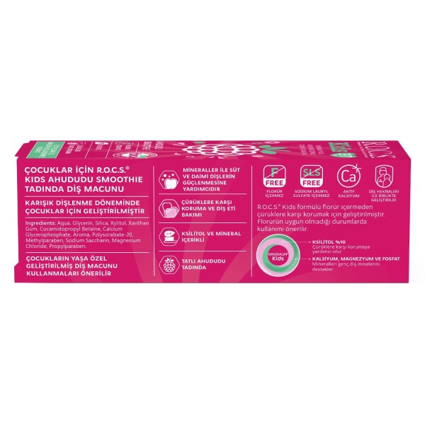 R.O.C.S. Kids Ahududu Smoothie Tadında Florürsüz Diş Macunu 45 Gr - 4