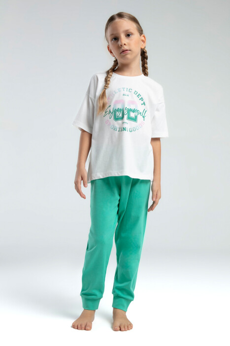 Kız Çocuk Pijama Takım 9-14 Yaş 3614 Yeşil - 1