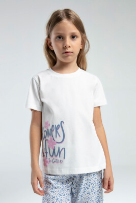 Kız Çocuk Pijama Takım 9-14 Yaş 3612 Beyaz - Mavi - 2