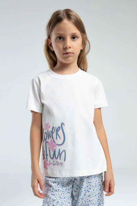 Kız Çocuk Pijama Takım 9-14 Yaş 3612 Beyaz - Mavi - 2