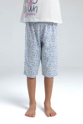 Kız Çocuk Pijama Takım 9-14 Yaş 3612 Beyaz - Mavi - 4