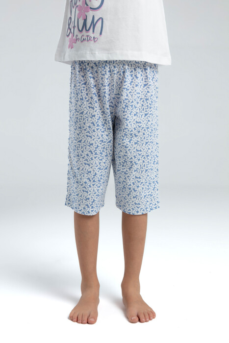 Kız Çocuk Pijama Takım 9-14 Yaş 3612 Beyaz - Mavi - 4