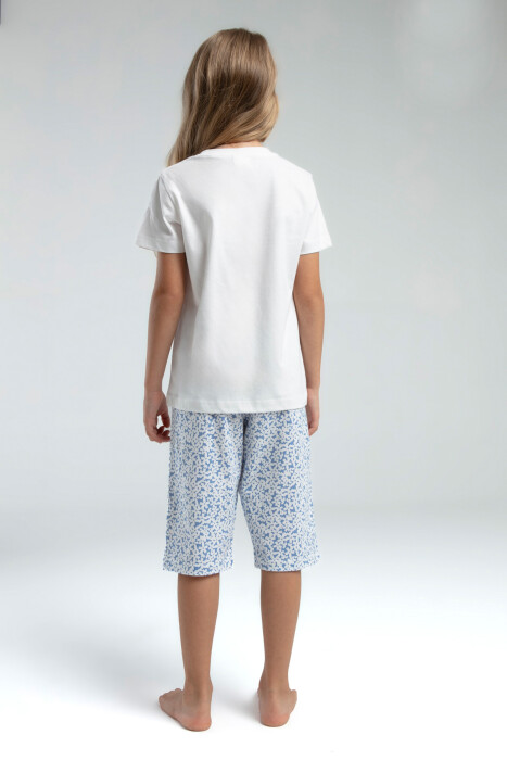 Kız Çocuk Pijama Takım 9-14 Yaş 3612 Beyaz - Mavi - 5