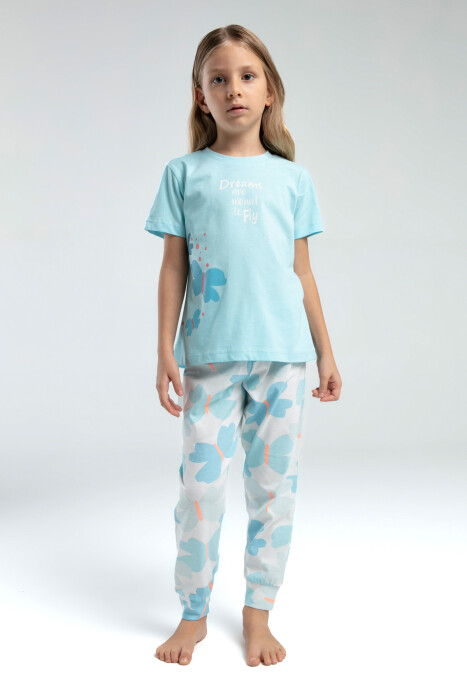 Kız Çocuk Pijama Takım 2-7 Yaş 3597-2 Açik Mavi - 1