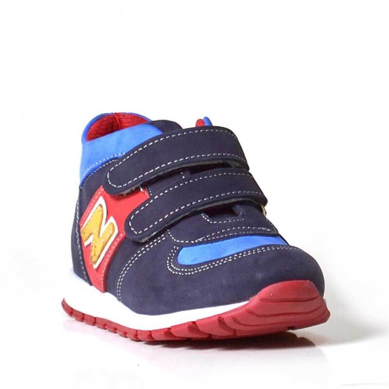 Hakiki Deri Lacivert Cırtlı Kız Erkek Bebek Spor Ayakkabı - Şeker Bebe