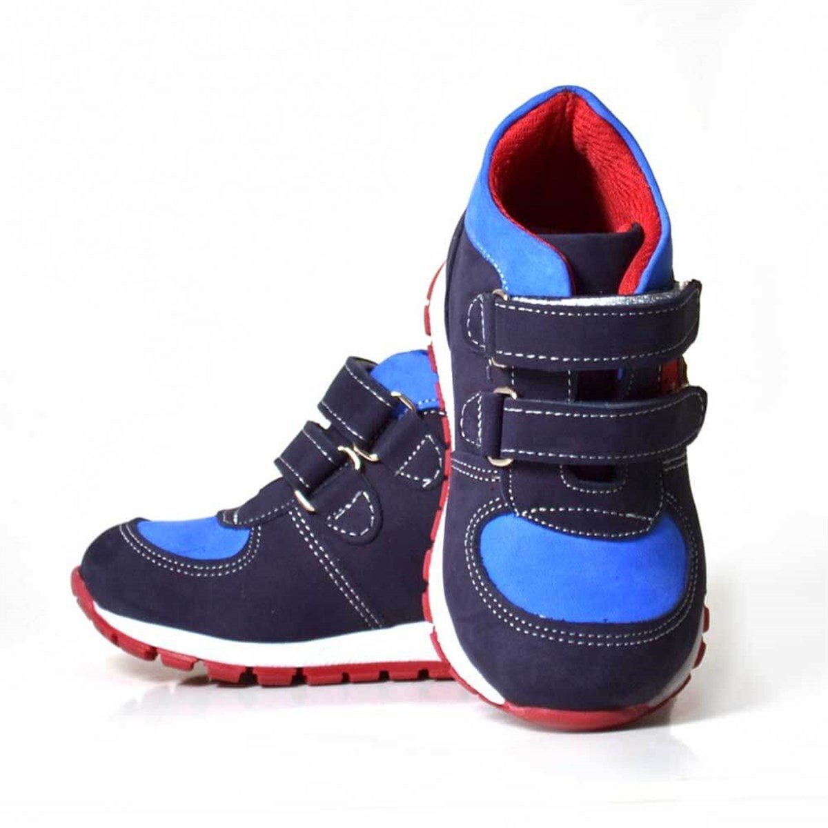 Hakiki Deri Lacivert Cırtlı Kız Erkek Bebek Spor Ayakkabı - 4