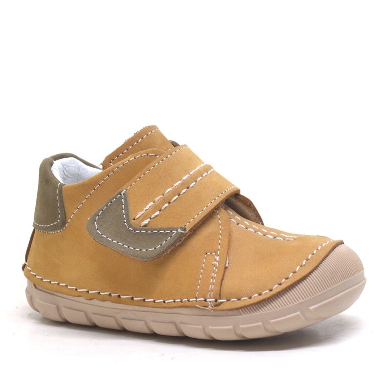 Genuine Leather Tan Velcro Seasonal Baby Boy Shoes - Şeker Bebe