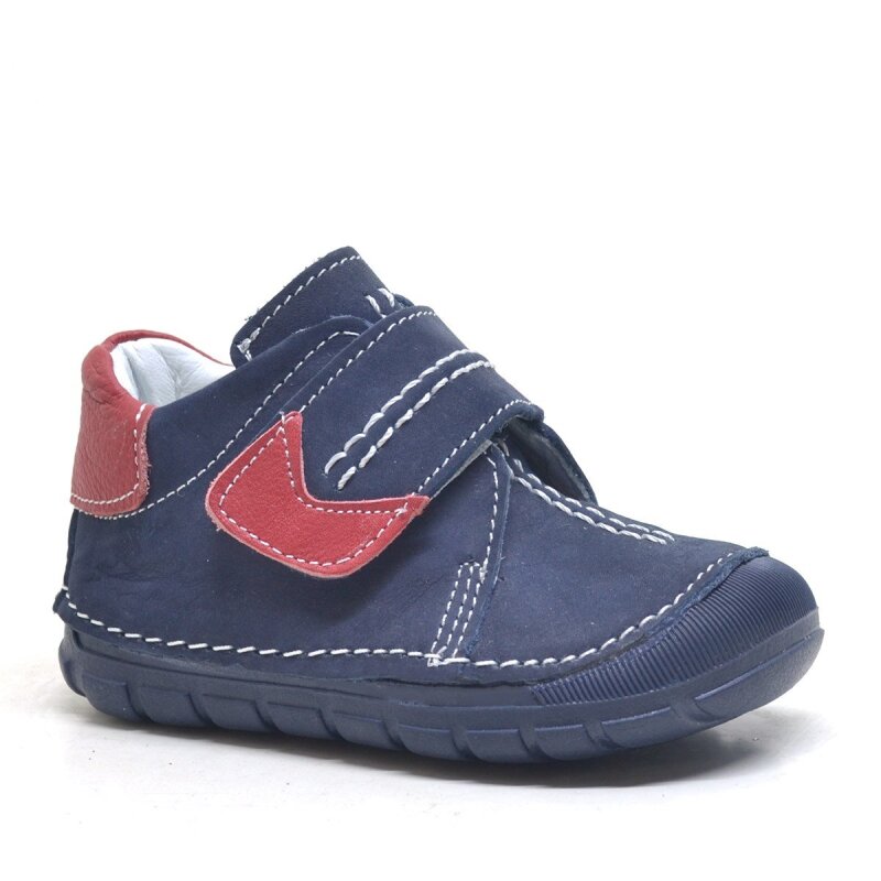 Genuine Leather Navy Blue Velcro Seasonal Baby Boy Shoes - Şeker Bebe