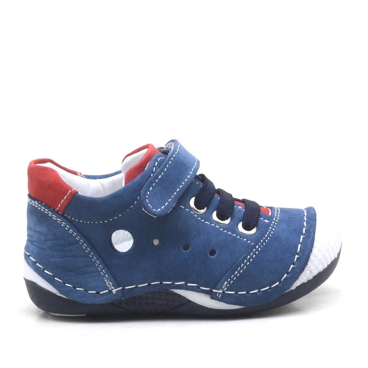 حذاء رياضي للأطفال مصنوع من الجلد الطبيعي مع شريط فيلكرو مطاطي - 2