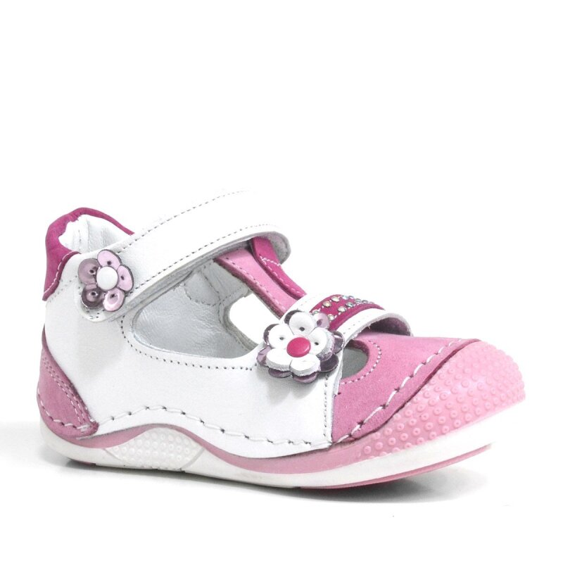 Pink Genuine Leather Velcro Summer Baby Girl Shoes - Şeker Bebe
