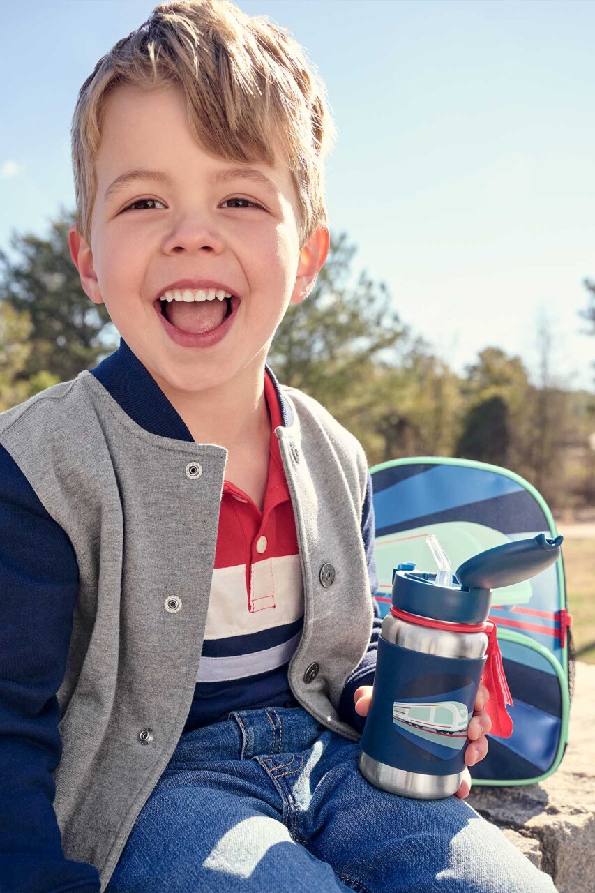 Skip Hop Zoo Pipetli Paslanmaz Çelik Suluk 350 ml Tren - 3