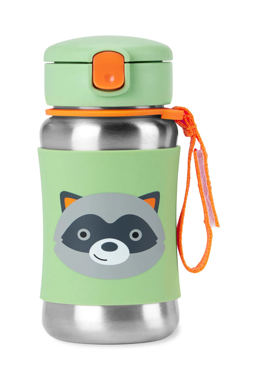 Skip Hop Zoo Pipetli Paslanmaz Çelik Suluk 350 ml Rakun - 1
