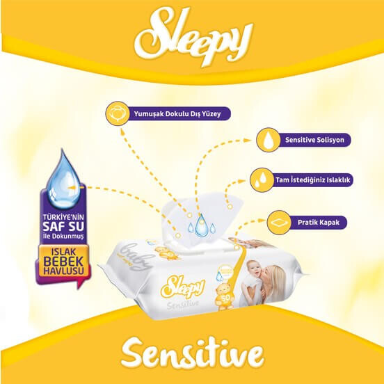 Sleepy Sensitive Islak Havlu Mendil 90 Adet - 3
