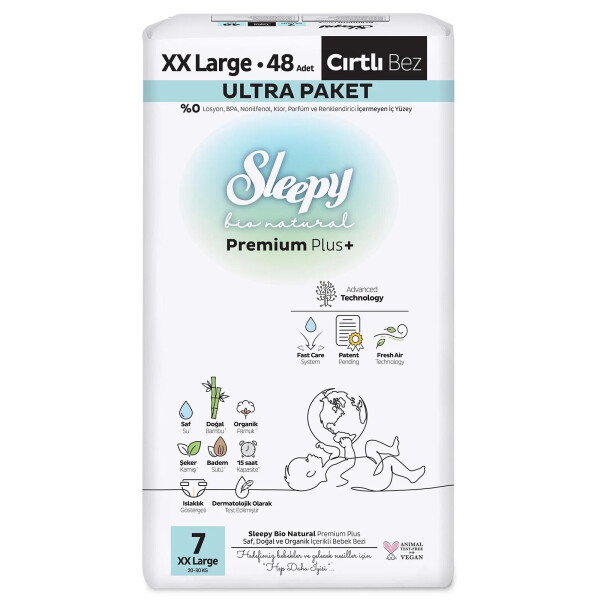 Sleepy Bio Natural Bebek Bezi Ultra Paket 7 Beden 48 Adet - Sleepy