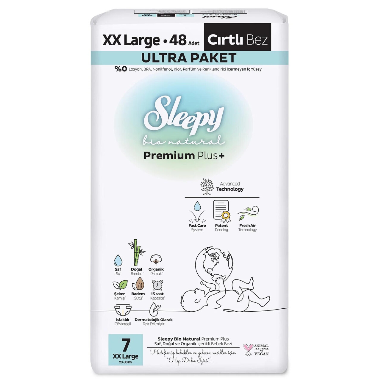 Sleepy Bio Natural Bebek Bezi Ultra Paket 7 Beden 48 Adet - 1