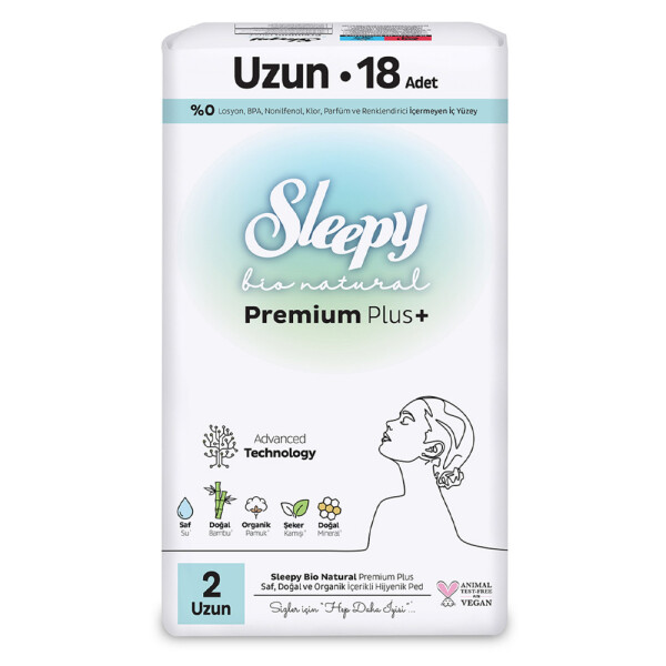 Sleepy Bio Natural Premium Plus Uzun Ped 18 Adet - Sleepy