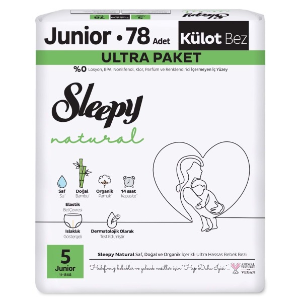 Sleepy Natural Külot Bez Ultra Paket 5 Beden 11-18 Kg 78 Adet - Sleepy