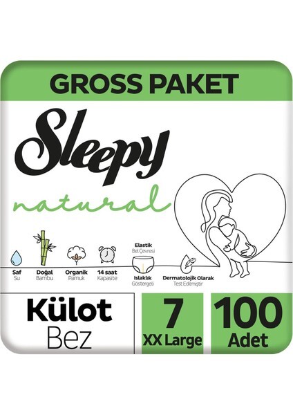 Sleepy Natural Külot Bez Gross Paket 7 Beden 100 Adet - Sleepy