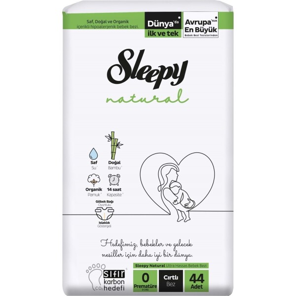 Sleepy Natural Bebek Bezi 0 Beden Premature 44 Adet - Sleepy
