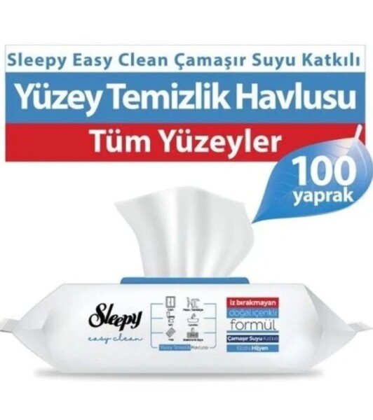 Sleepy Çamaşır Suyu Katkılı Yüzey Temizleme Havlusu 100 Adet - Sleepy