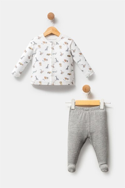 African Animals Hırka 2'li Takım 32135 Beyaz - Tiffany