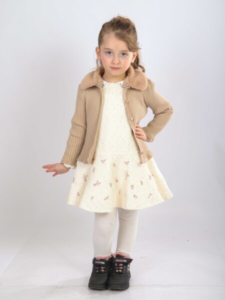 Kız Çocuk Elbise 1-5 Yaş 4746 Bej - 3