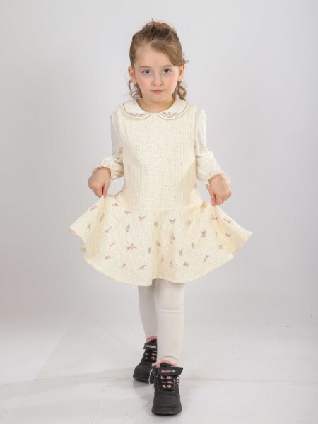 Kız Çocuk Elbise 1-5 Yaş 4746 Bej - 5