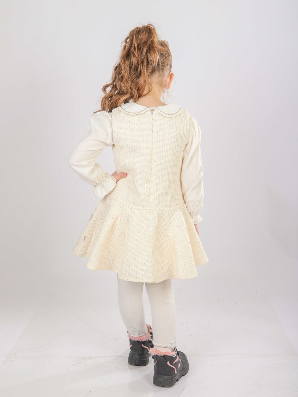 Kız Çocuk Elbise 1-5 Yaş 4746 Bej - 6