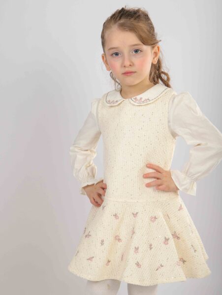 Kız Çocuk Elbise 1-5 Yaş 4746 Bej - 7