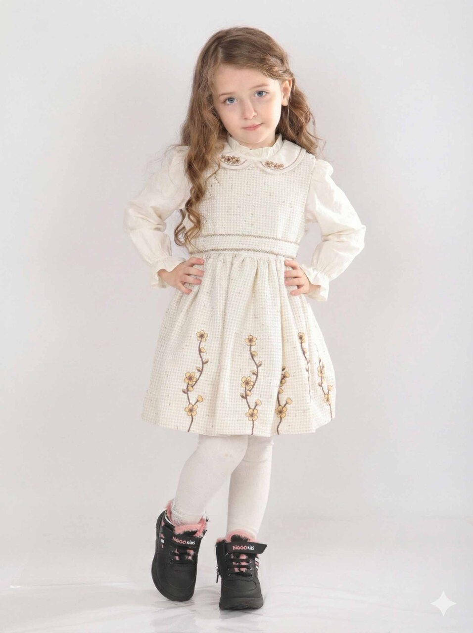 Kız Çocuk Elbise 1-5 Yaş 4749 Hardal - 3