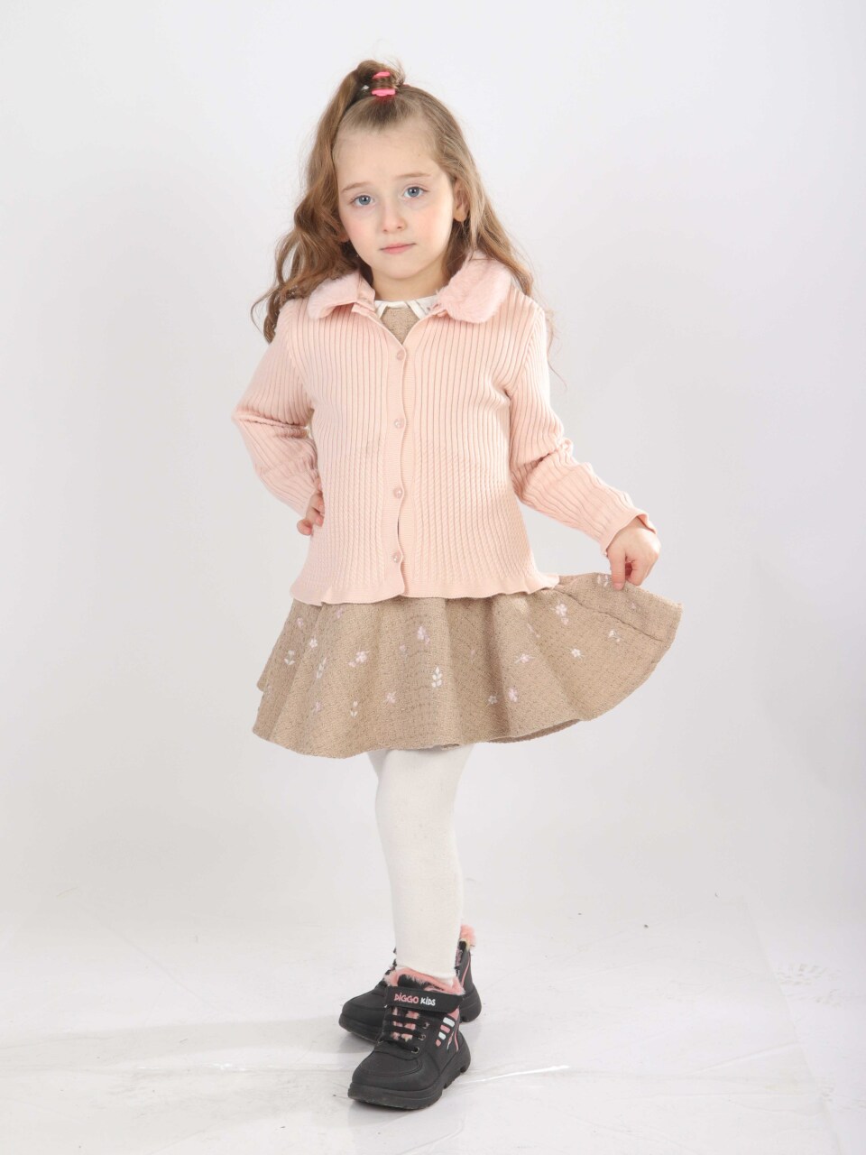 Kız Çocuk Elbise 1-5 Yaş 4727 Pembe - 1