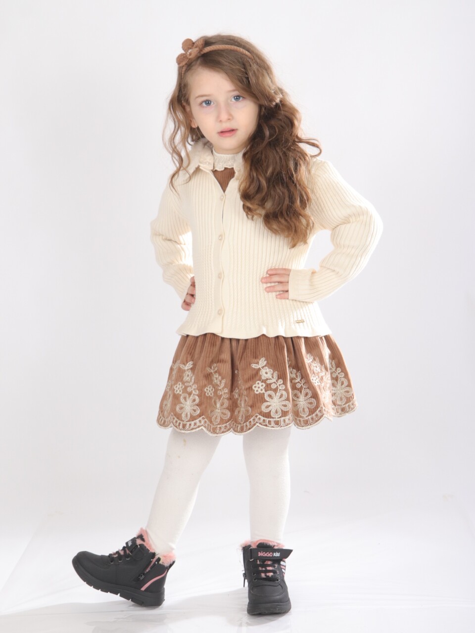 Kız Çocuk Elbise 1-5 Yaş 4734 Krem - 1