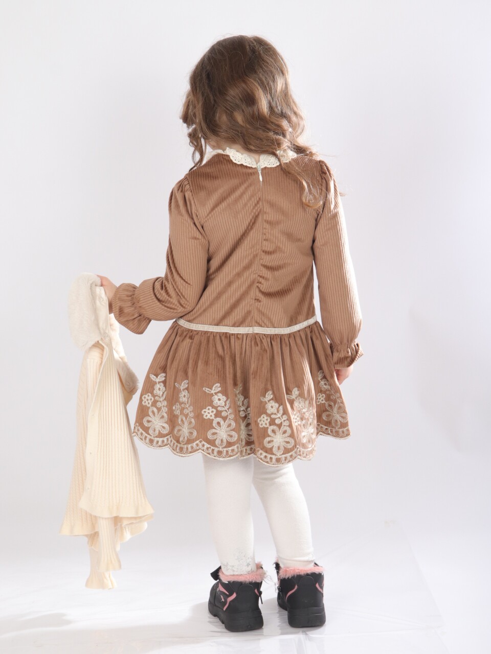 Kız Çocuk Elbise 1-5 Yaş 4734 Krem - 4