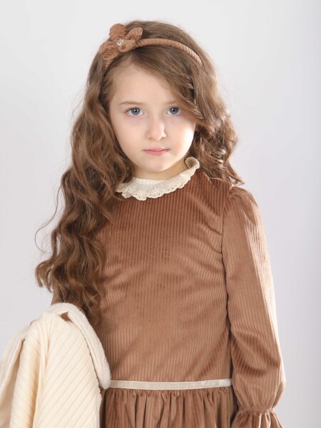 Kız Çocuk Elbise 1-5 Yaş 4734 Krem - 5