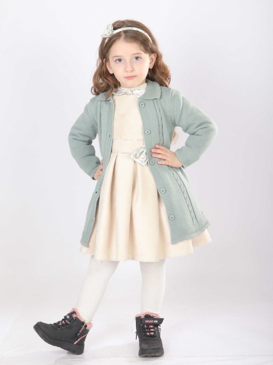 Kız Çocuk Elbise 1-5 Yaş 4828 Mint - 1