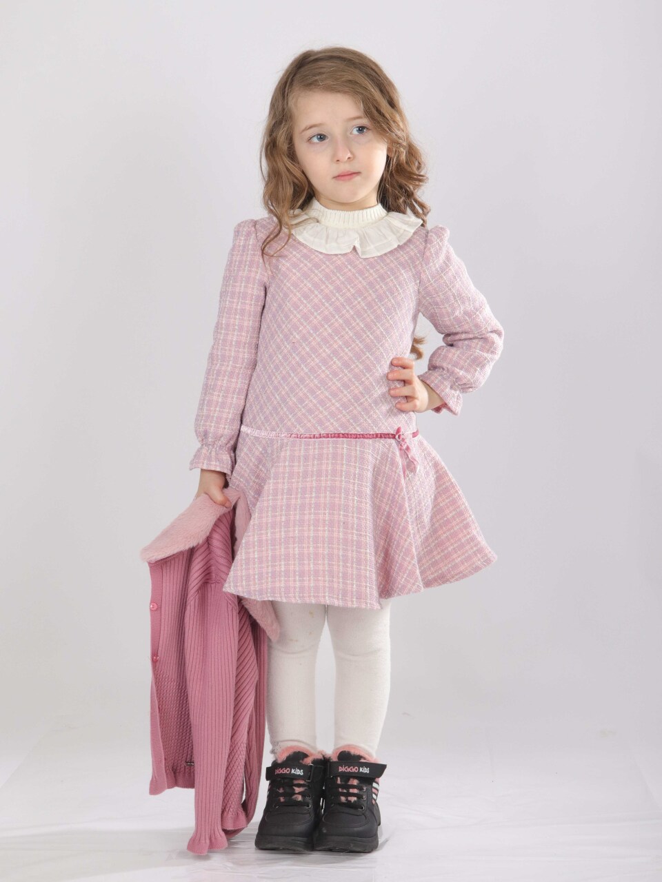 Kız Çocuk Elbise 1-5 Yaş 4812 Gül Kurusu - 4