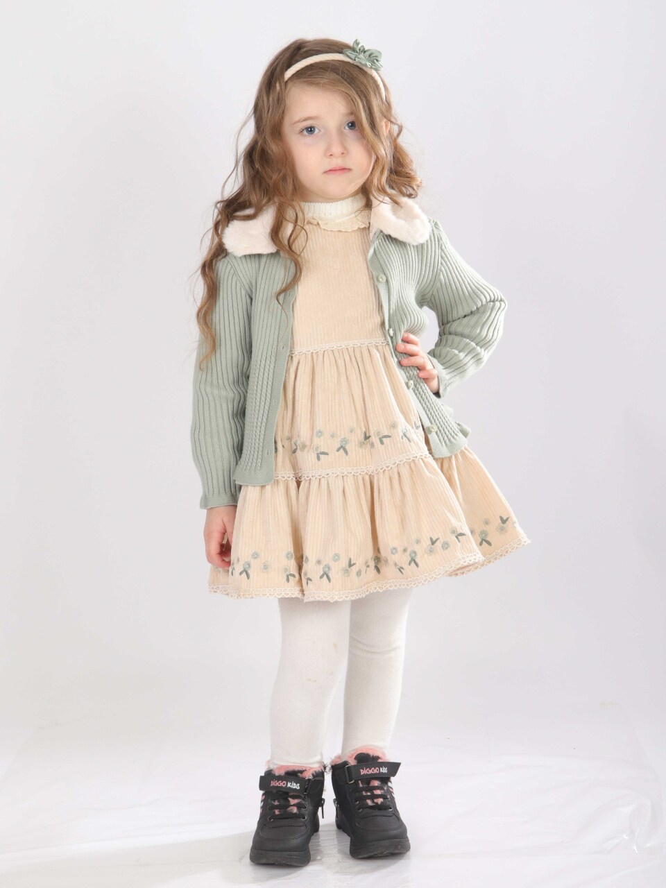 Kız Çocuk Elbise 1-5 Yaş 4801 Mint - 4