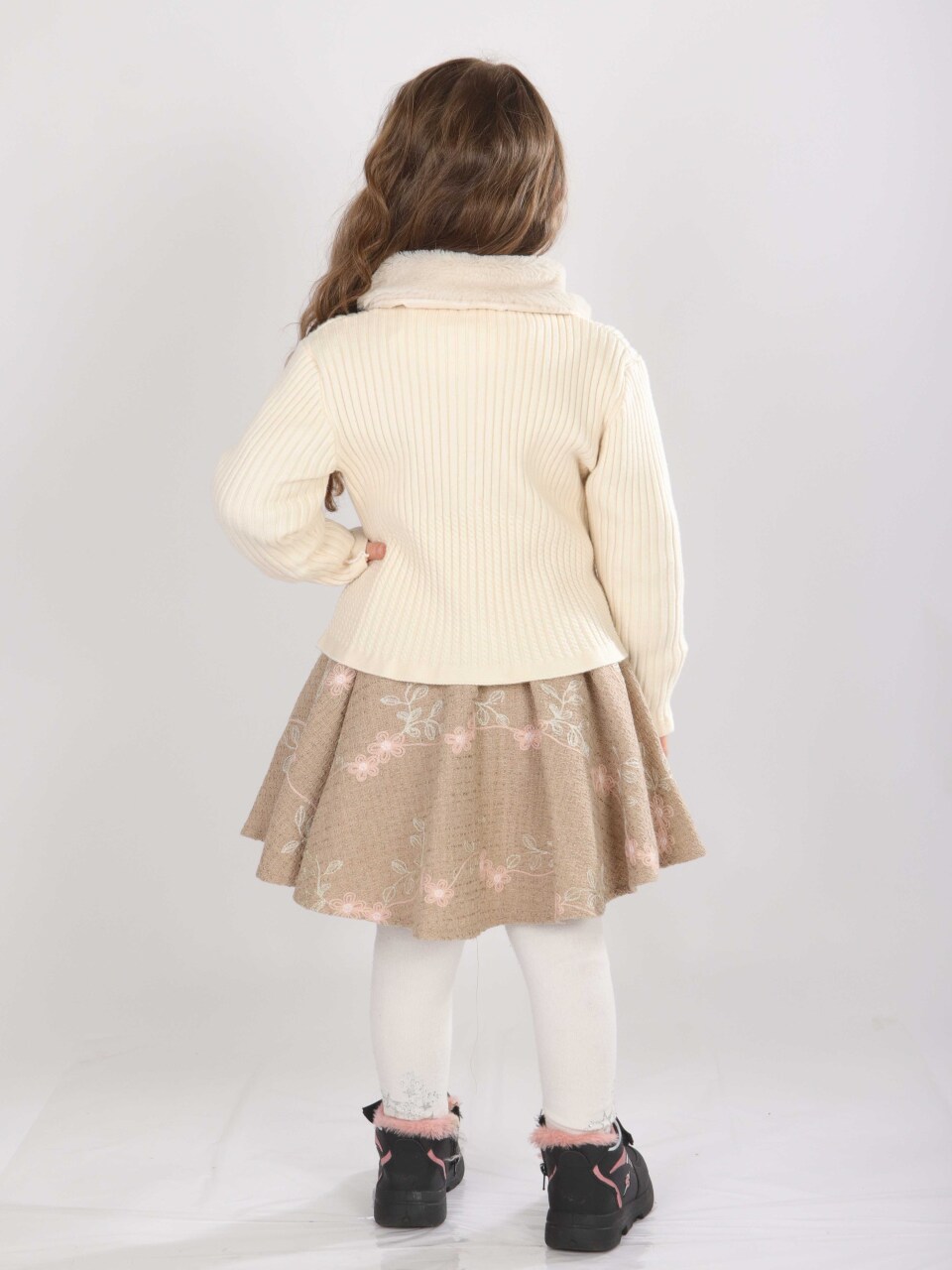 Kız Çocuk Elbise 1-5 Yaş 4819 Krem - 2