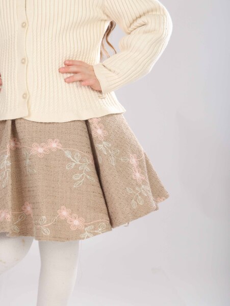 Kız Çocuk Elbise 1-5 Yaş 4819 Krem - 3