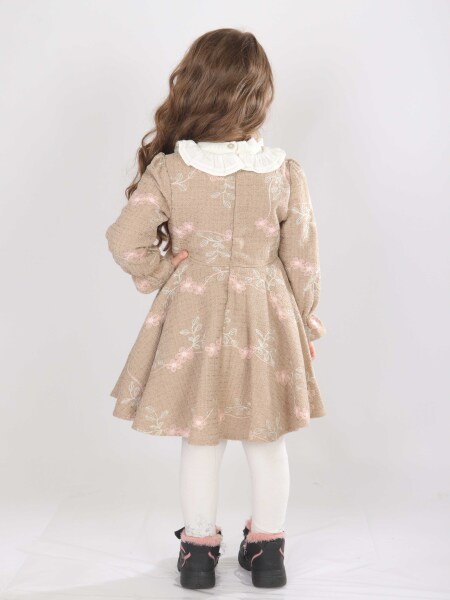 Kız Çocuk Elbise 1-5 Yaş 4819 Krem - 6