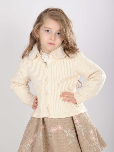 Kız Çocuk Elbise 1-5 Yaş 4819 Krem - 7