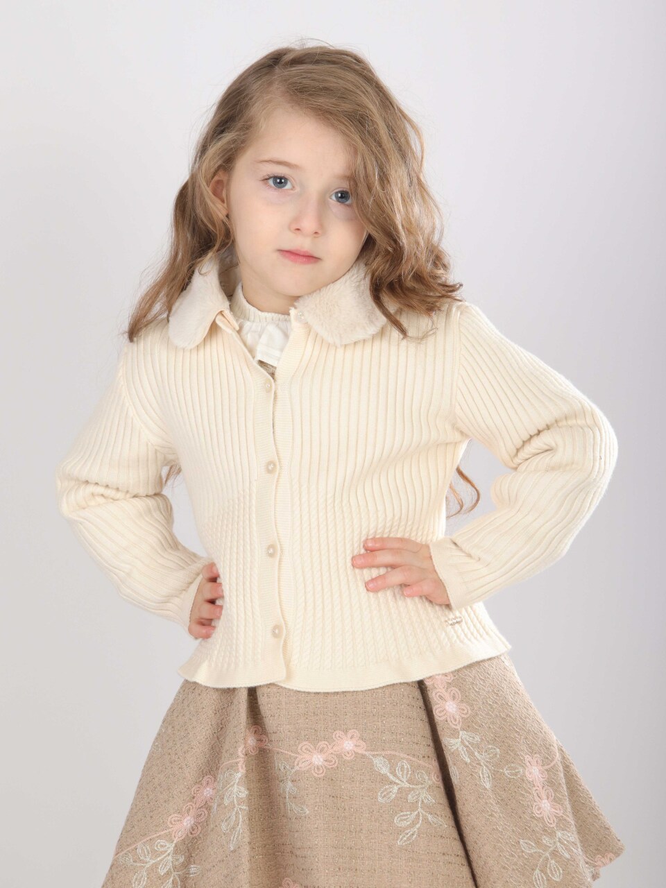 Kız Çocuk Elbise 1-5 Yaş 4819 Krem - 7