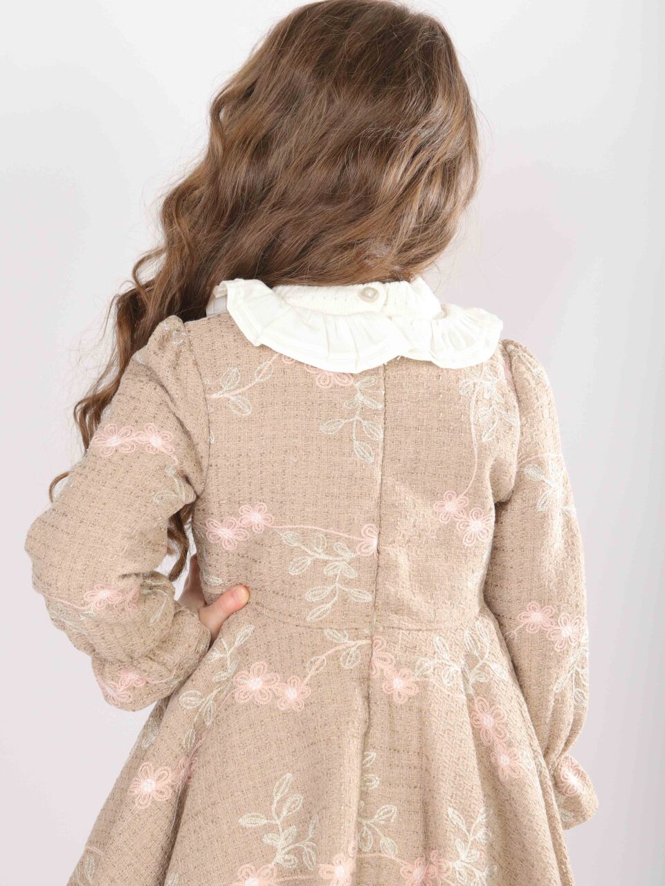 Kız Çocuk Elbise 1-5 Yaş 4819 Krem - 8