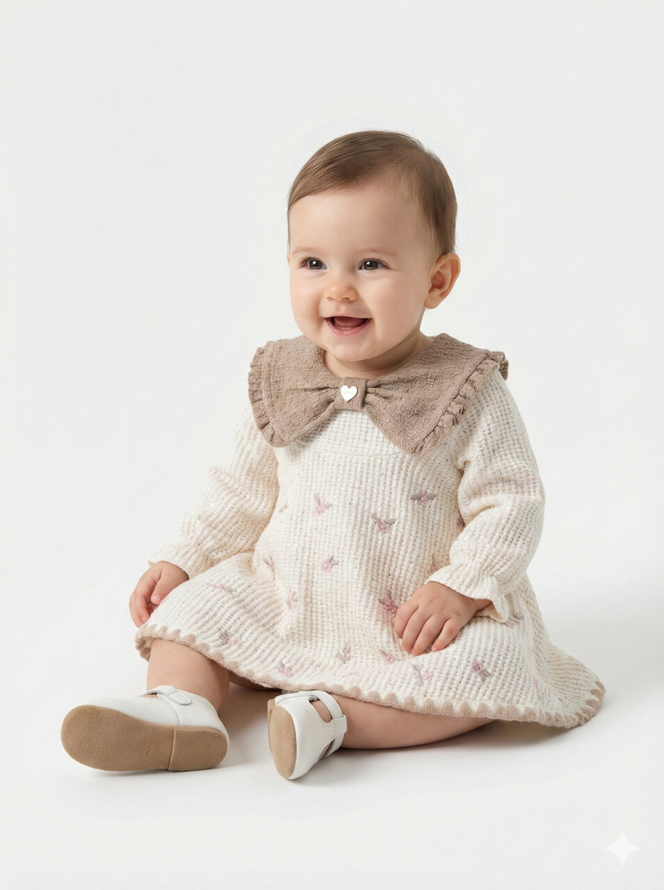 Kız Çocuk Elbise 3-12 Ay 4709 Krem - 1