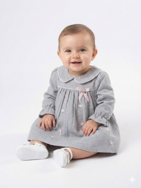 Kız Çocuk Elbise 3-12 Ay 4125 Gri - 1