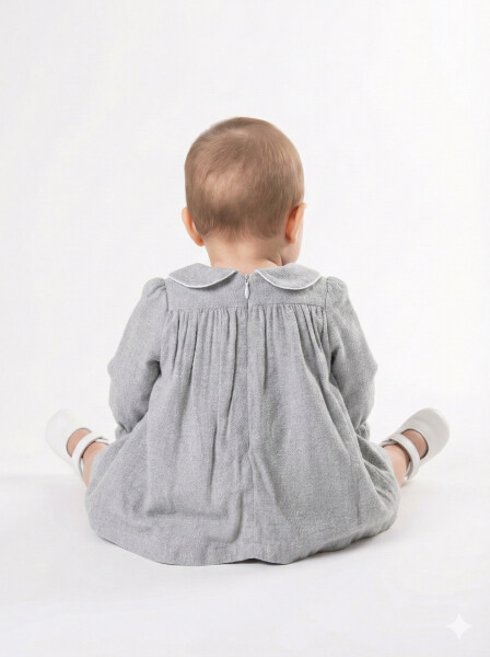 Kız Çocuk Elbise 3-12 Ay 4125 Gri - 2