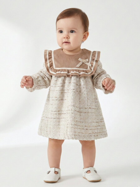 Kız Çocuk Elbise 3-12 Ay 4791 Bej - 1