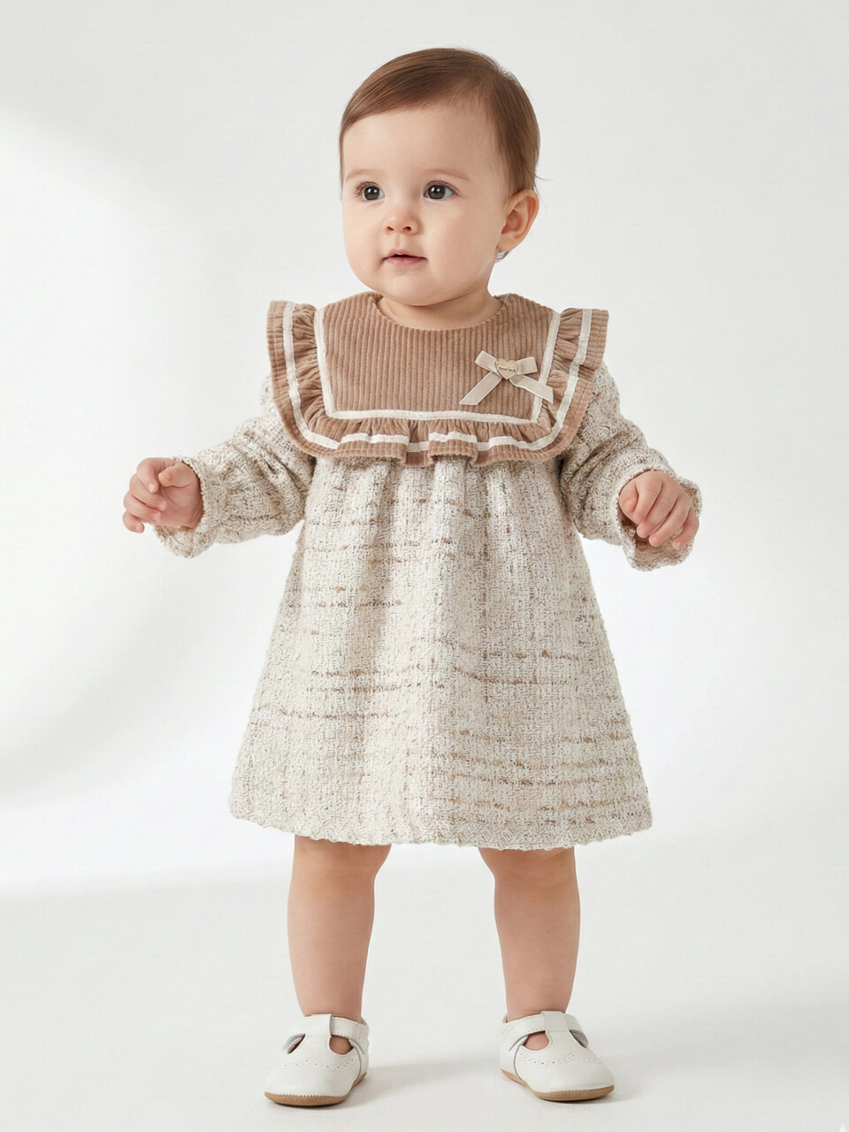 Kız Çocuk Elbise 3-12 Ay 4791 Bej - 1
