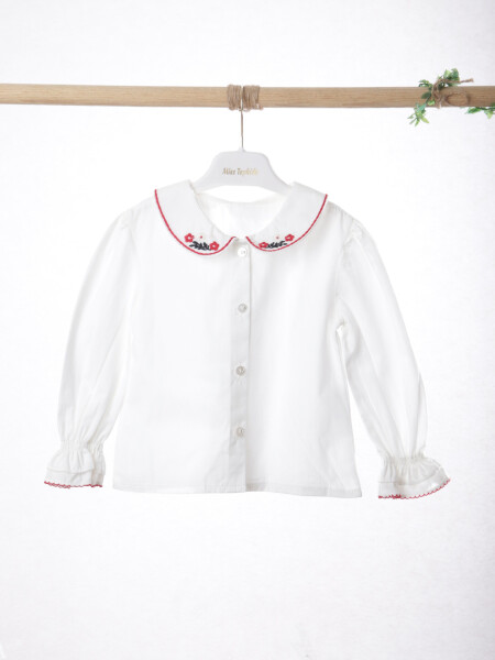 Kız Çocuk Elbise 6-36 Ay 4009 Ekru - Kırmızı - 5